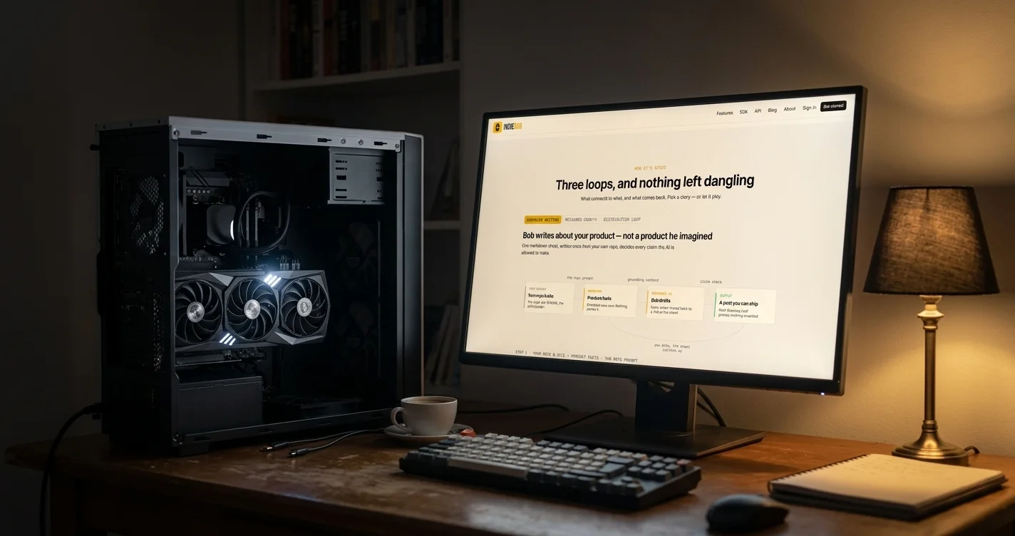 A solo-dev growth cockpit that runs its marketing on a solar-powered AI farm